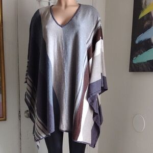 Cabi Striped V-Neck Poncho L